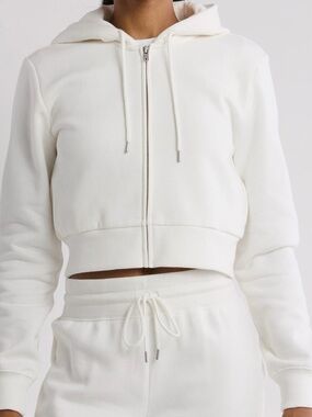 Abound Cropped Zip-Up Hoodie in White
